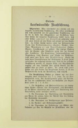 Einfache kaufmännische Buchführung