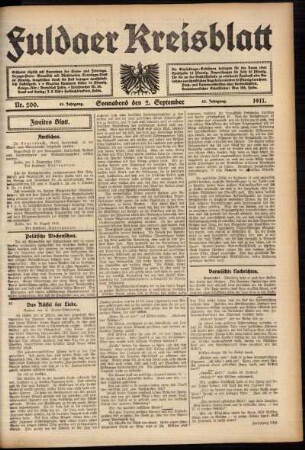 Zweite Ausgabe vom Samstag, den 02. September 1911.