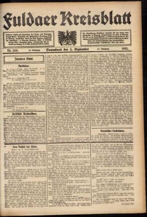 Zweite Ausgabe vom Samstag, den 02. September 1911.