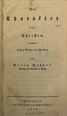 Der Charakter des Christen : 10 Reden an Christen