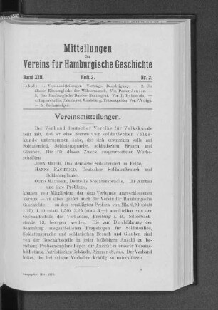 Vereinsmitteilungen.