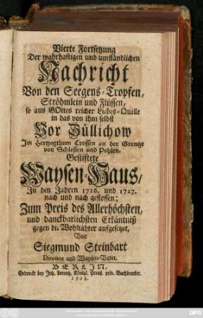 Forts. 4: ... In den Jahren 1726. und 1727. nach und nach geflossen