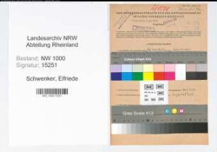 Entnazifizierung Elfriede Schwenker, geb. 24.02.1920 (Postassistentin)
