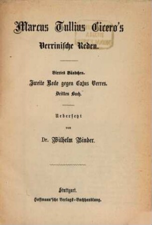 Marcus Tullius Cicero's Verrinische Reden, 4. Zweite Rede gegen Gajus Verres; 3. Buch