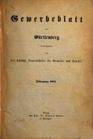 Gewerbeblatt aus Württemberg. 1872