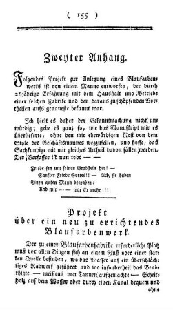 Projekt über ein neu zu errichtendes Blaufarbenwerk.