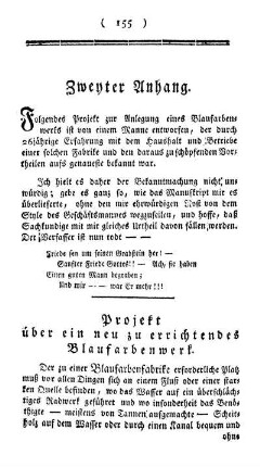 Projekt über ein neu zu errichtendes Blaufarbenwerk.