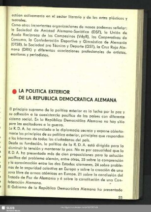 La politica exterior de la Republica Democratica Alemana