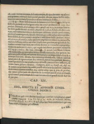 Cap. XIV. De Fine, Effectu Et Affinibus Condictionis Indebiti.