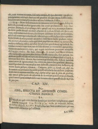 Cap. XIV. De Fine, Effectu Et Affinibus Condictionis Indebiti.