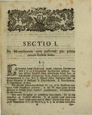 De Monachorum Cura Pastorali Per Omnia Ecclesiæ Secula : Tentamen Historico-Criticum, Dissertationi Intitulatæ Bona Clericorum Causa Oppositum