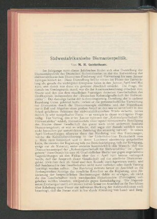 Südwestafrikanische Diamantenpolitik.