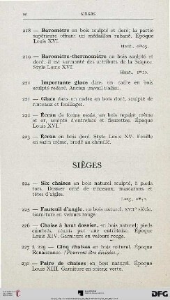 Sièges (Nr. 224-233)
