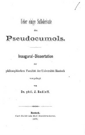 Ueber einige Sulfoderivate des Pseudocumols : Inaug.-Diss.