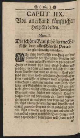 Caput IIX. Von allerhand künstlichen Holtz-Arbeiten.