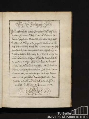An den geneigten Leser.