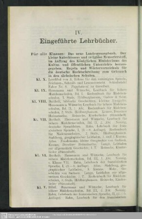 IV. Eingeführte Lehrbücher