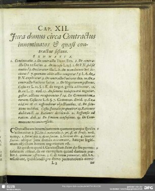 Cap. XII. Iura domus circa Contratus innominatos & quasi contractus sistens