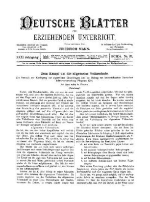 Zum Kampf um die allgemeine Volksschule : ein Versuch zur Klarlegung der eigentlichen Grundfragen und ein Beitrag zur bevorstehenden Deutschen Lehrerversammlung Pfingsten 1904 ; (Fortsetzung)