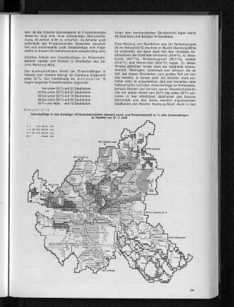 Schaubild 13: Erwerbstätige in den Sonstigen Wirtschaftsbereichen (einschl. Land- und Forstwirtschaft) in % aller Erwerbstätigen je Stadtteil am 27.5.1970