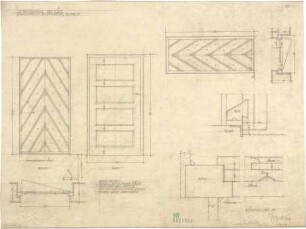 Fischer, Theodor; Bad Tölz (Bayern); Gewerbehalle - Aufgedoppelte Außentüren (Grundrisse, Ansichten, Details)
