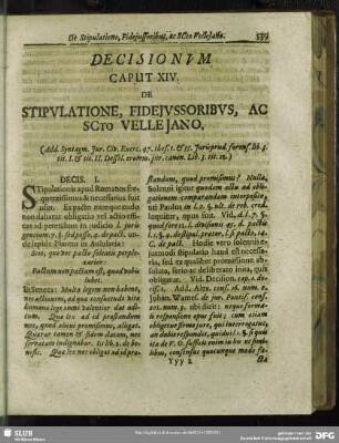 Caput XIV. De Stipulatione, Fideiussoribus, Ac SCto Velleiano