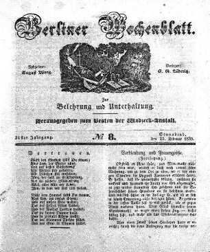 No. 8, Sonnabend, den 23. Februar 1839.