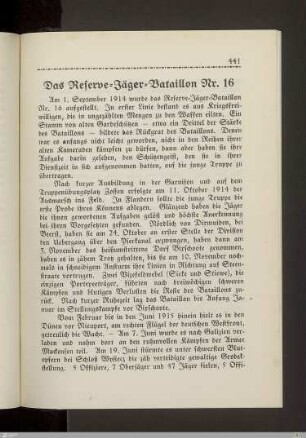 Das Reserve-Jäger-Bataillon Nr. 16