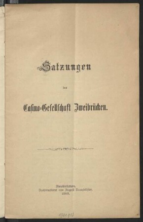 Satzungen der Casino-Gesellschaft Zweibrücken