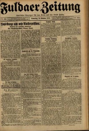 Ausgabe vom Samstag, den 21. Oktober 1922.