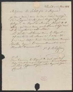 Brief an B. Schott's Söhne : 03.03.1828