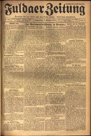 Erste Ausgabe vom Donnerstag, den 07. Oktober 1926.