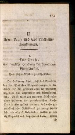 II. Ueber Tauf- und Confirmations-Handlungen.