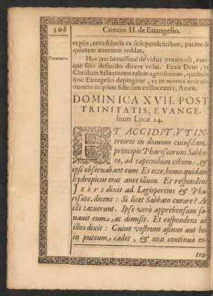 Dominica XVII. Post Trinitatis, Evangelium Lucae 14.