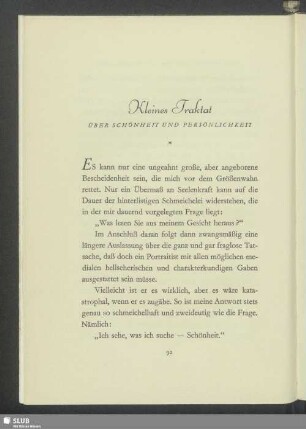 Kleines Traktat Über Schönheit Und Persönlichkeit
