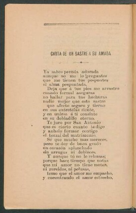 Carta de un sastre a su amada