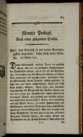 Neunte Predigt. Nach einer gesegneten Erndte.