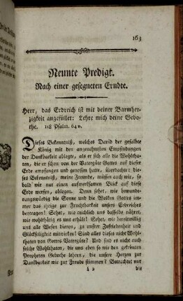 Neunte Predigt. Nach einer gesegneten Erndte.