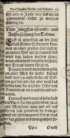 Vom Jüngsten Gericht/ und Aufferstehung der Todten.