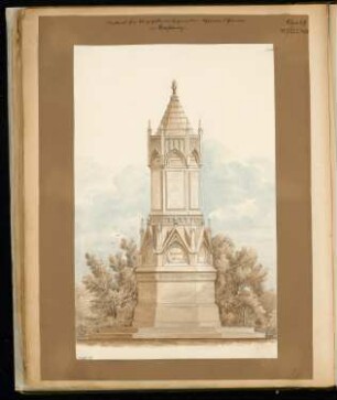 Gefallenendenkmal, Straßburg Monatskonkurrenz Juni 1872: Variante II: Aufriss Vorderansicht