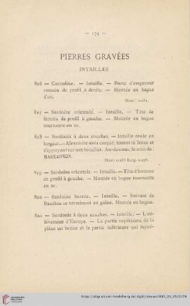 Pierres Gravées Intailles (Nr. 816 - 822)