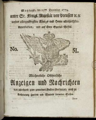 No. 51. Montags, den 20ten December 1779.