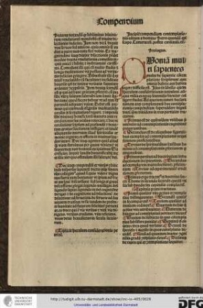 Incipit compendium contemplationis editum a domino Petro quondam episcopo Cameracensis, postea Cardinali etc.