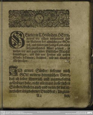 Geliebte in Christo dem Herrn, dieweil wir allhier versammlet sind im Nahmen des allmächtigen Gottes ...