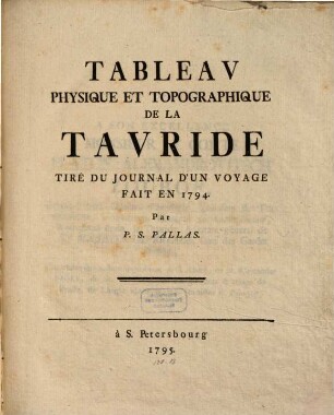 Tableau physique et topographique de la Tauride