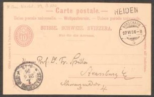 Postkarte an Friedrich Spitta : 27.06.1896