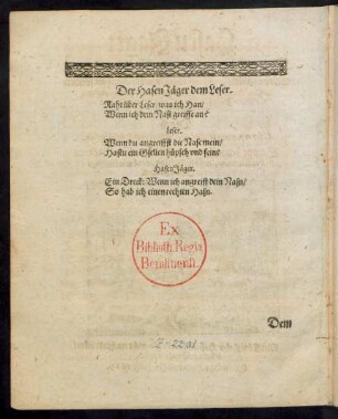 Der HasenJäger dem Leser.