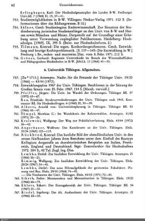 6. Universität Tübingen. Allgemeines