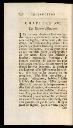 Chapitre XVI. Des Femmes Libertines