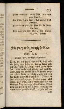 301-313, Die zwey und zwanzigste Rede über Matth. 5, 8.